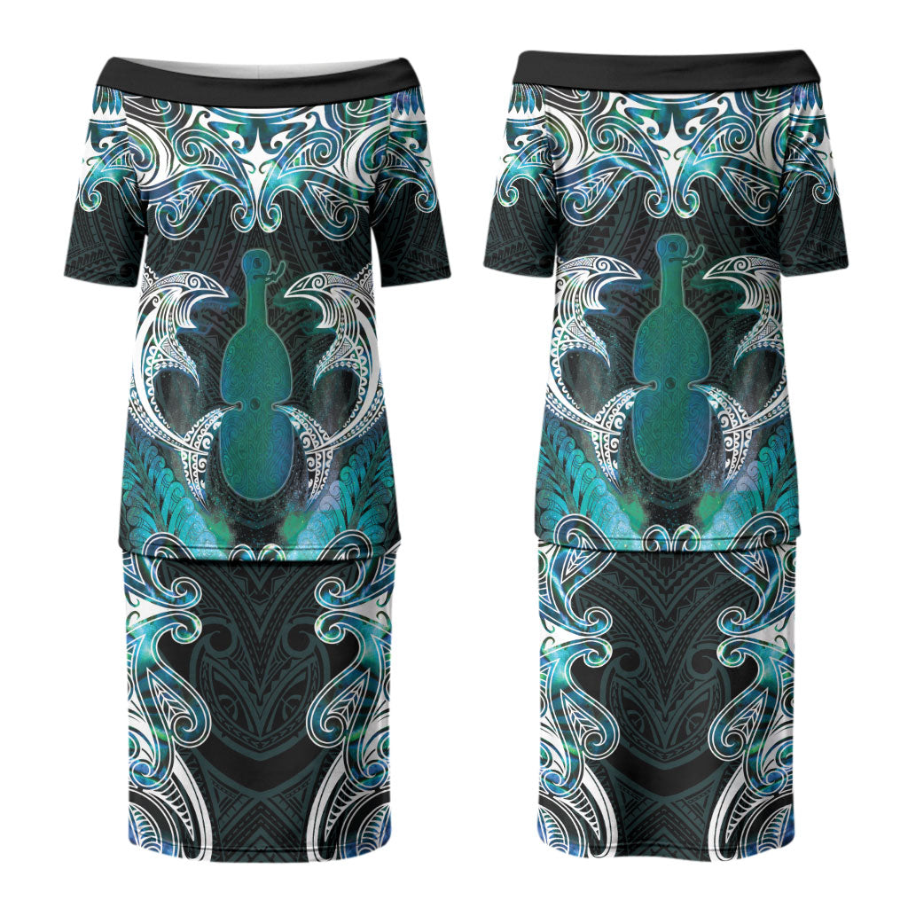 New Zealand Kotiate Weapon Couples Matching Puletasi and Hawaiian Shirt Aotearoa Mango Paua Shell Maori Pattern LT22 - Polynesian Pride