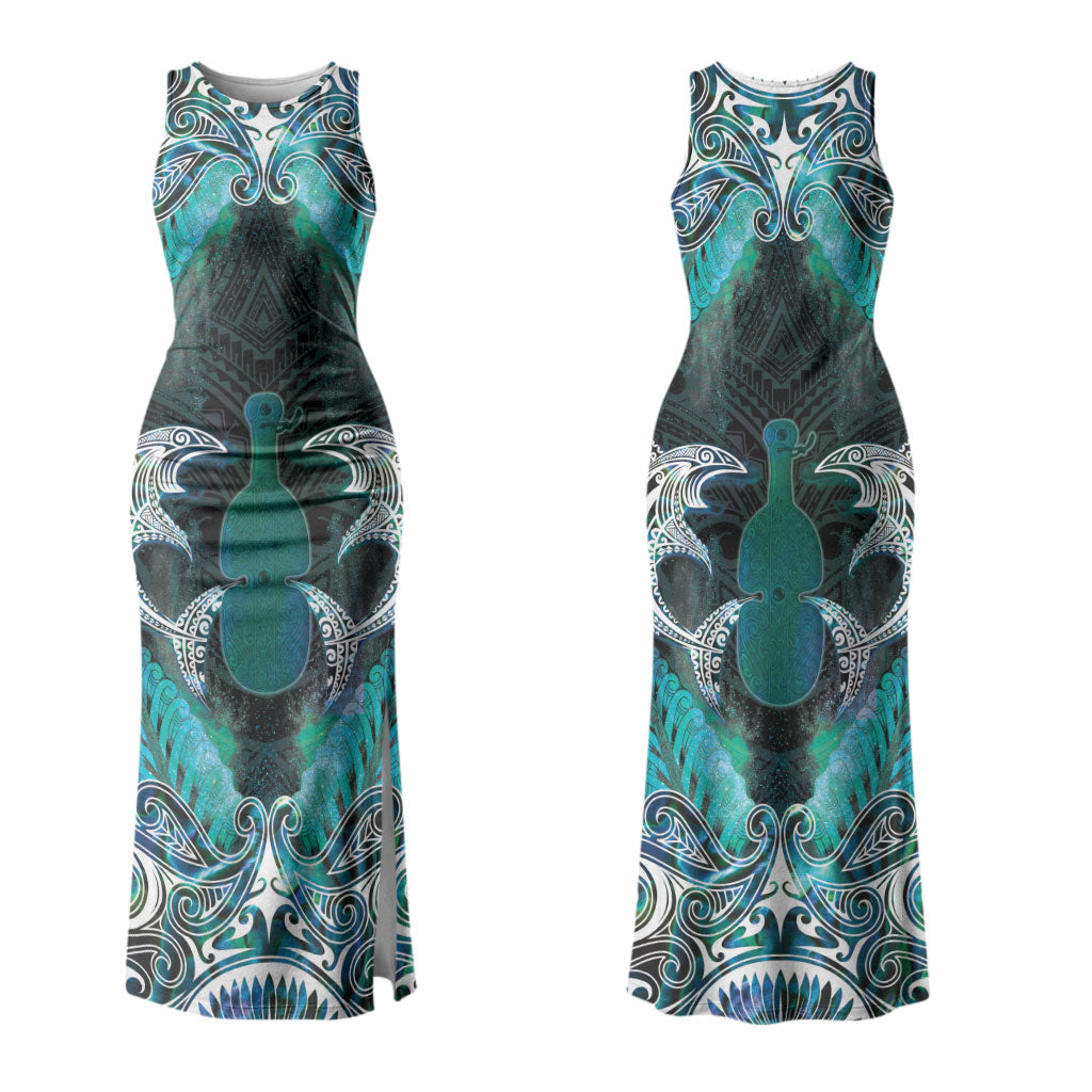 New Zealand Kotiate Weapon Couples Matching Tank Maxi Dress and Hawaiian Shirt Aotearoa Mango Paua Shell Maori Pattern LT22 - Polynesian Pride