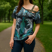 New Zealand Kotiate Weapon Cross Shoulder Shirt Aotearoa Mango Paua Shell Maori Pattern