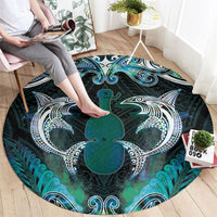New Zealand Kotiate Weapon Round Carpet Aotearoa Mango Paua Shell Maori Pattern