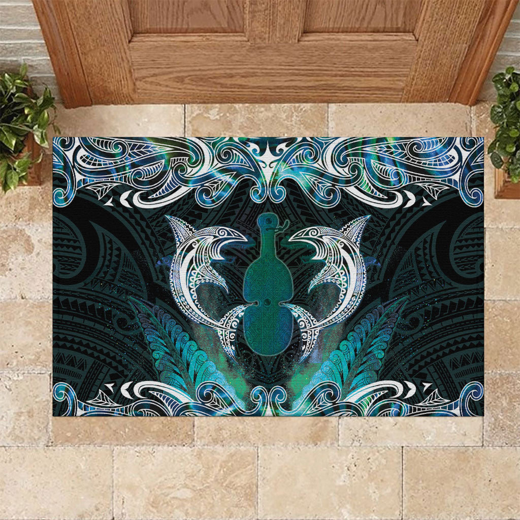 New Zealand Kotiate Weapon Rubber Doormat Aotearoa Mango Paua Shell Maori Pattern