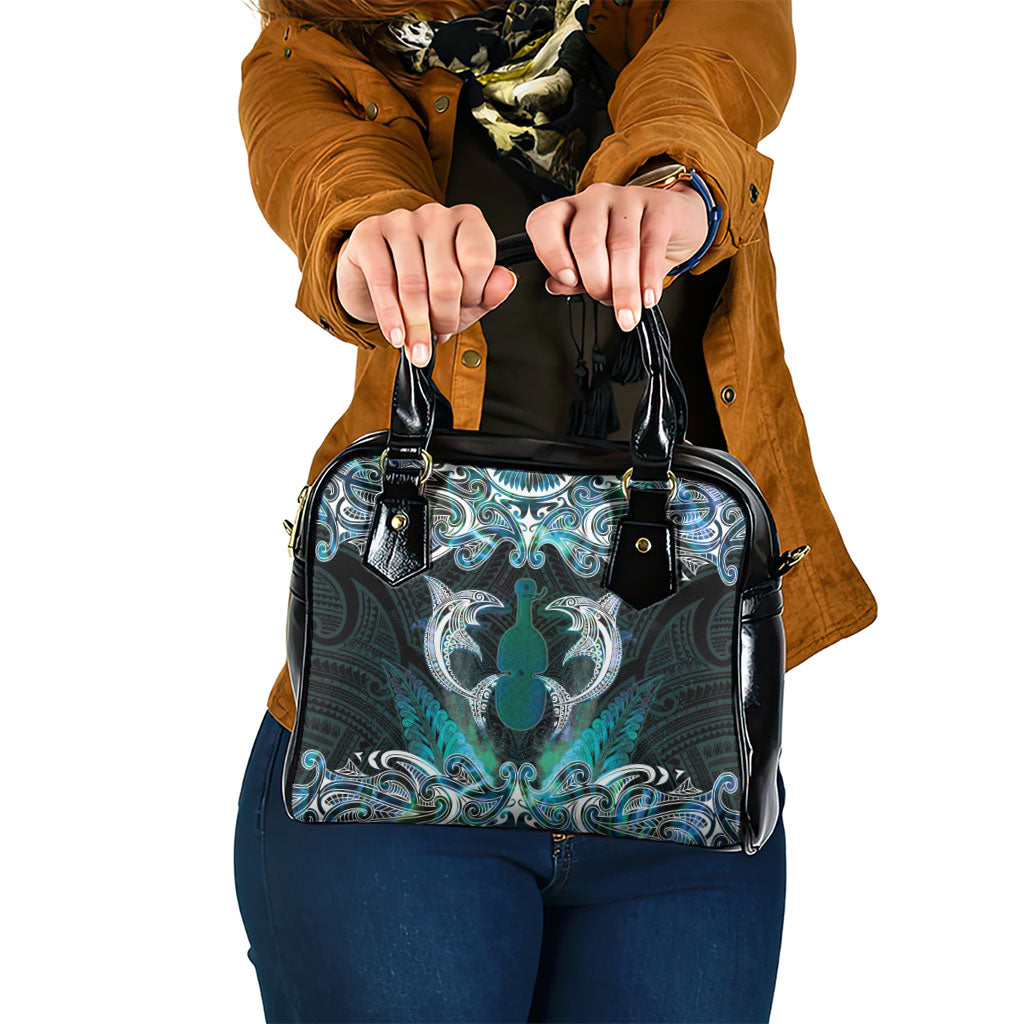 New Zealand Kotiate Weapon Shoulder Handbag Aotearoa Mango Paua Shell Maori Pattern