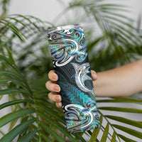 New Zealand Kotiate Weapon Skinny Tumbler Aotearoa Mango Paua Shell Maori Pattern