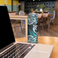 New Zealand Kotiate Weapon Skinny Tumbler Aotearoa Mango Paua Shell Maori Pattern