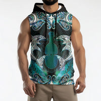 New Zealand Kotiate Weapon Sleeveless Hoodie Aotearoa Mango Paua Shell Maori Pattern