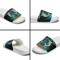 New Zealand Kotiate Weapon Slide Sandals Aotearoa Mango Paua Shell Maori Pattern