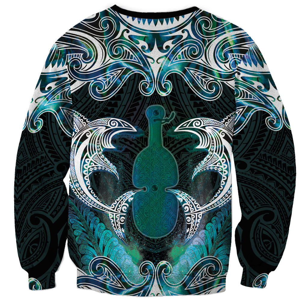 New Zealand Kotiate Weapon Sweatshirt Aotearoa Mango Paua Shell Maori Pattern