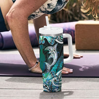 New Zealand Kotiate Weapon Tumbler With Handle Aotearoa Mango Paua Shell Maori Pattern
