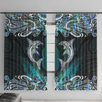 New Zealand Kotiate Weapon Window Curtain Aotearoa Mango Paua Shell Maori Pattern