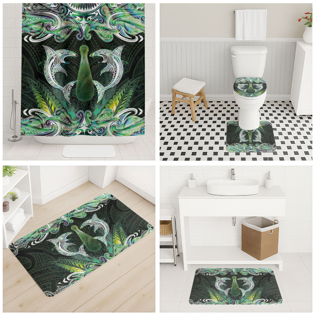 New Zealand Mere Pounamu Weapon Bathroom Set Aotearoa Mango Paua Shell Maori Pattern
