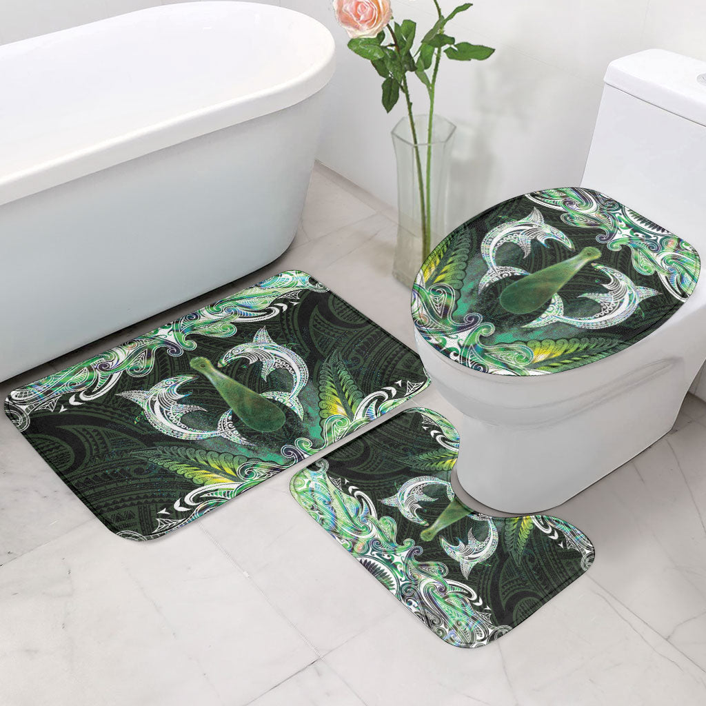 New Zealand Mere Pounamu Weapon Bathroom Set Aotearoa Mango Paua Shell Maori Pattern