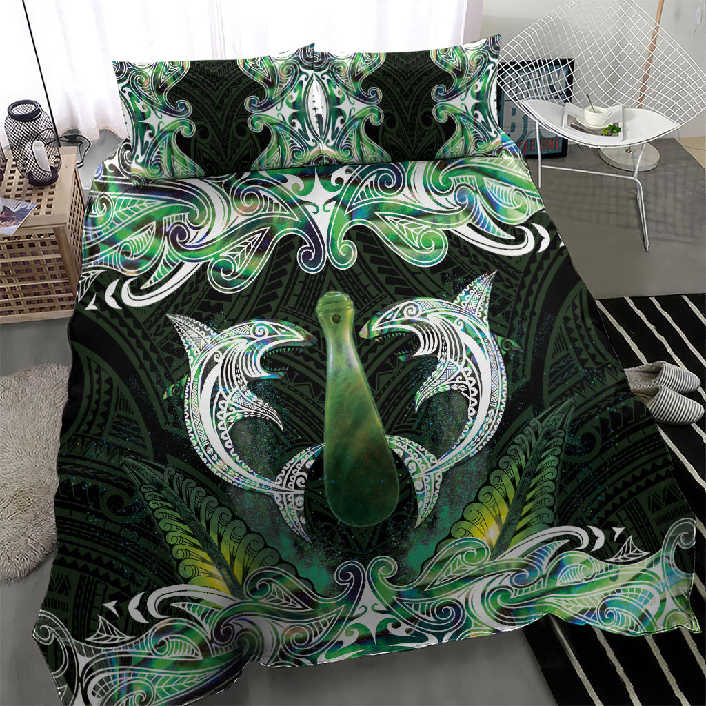 New Zealand Mere Pounamu Weapon Bedding Set Aotearoa Mango Paua Shell Maori Pattern