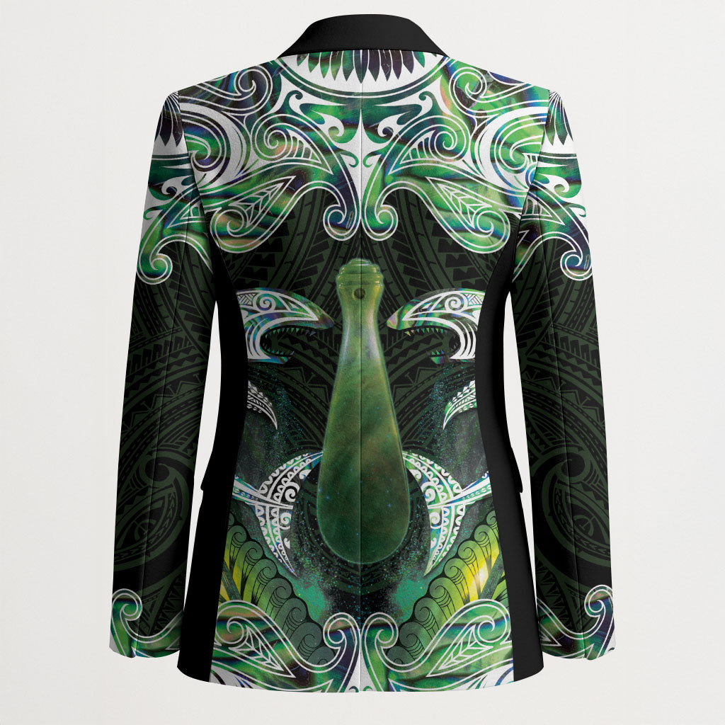 New Zealand Mere Pounamu Weapon Blazer Aotearoa Mango Paua Shell Maori Pattern