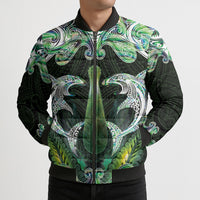 New Zealand Mere Pounamu Weapon Bomber Puffer Jacket Aotearoa Mango Paua Shell Maori Pattern