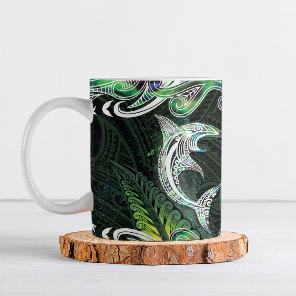New Zealand Mere Pounamu Weapon Ceramic Mug Aotearoa Mango Paua Shell Maori Pattern