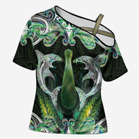 New Zealand Mere Pounamu Weapon Cross Shoulder Shirt Aotearoa Mango Paua Shell Maori Pattern