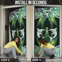 New Zealand Mere Pounamu Weapon Door Cover Aotearoa Mango Paua Shell Maori Pattern