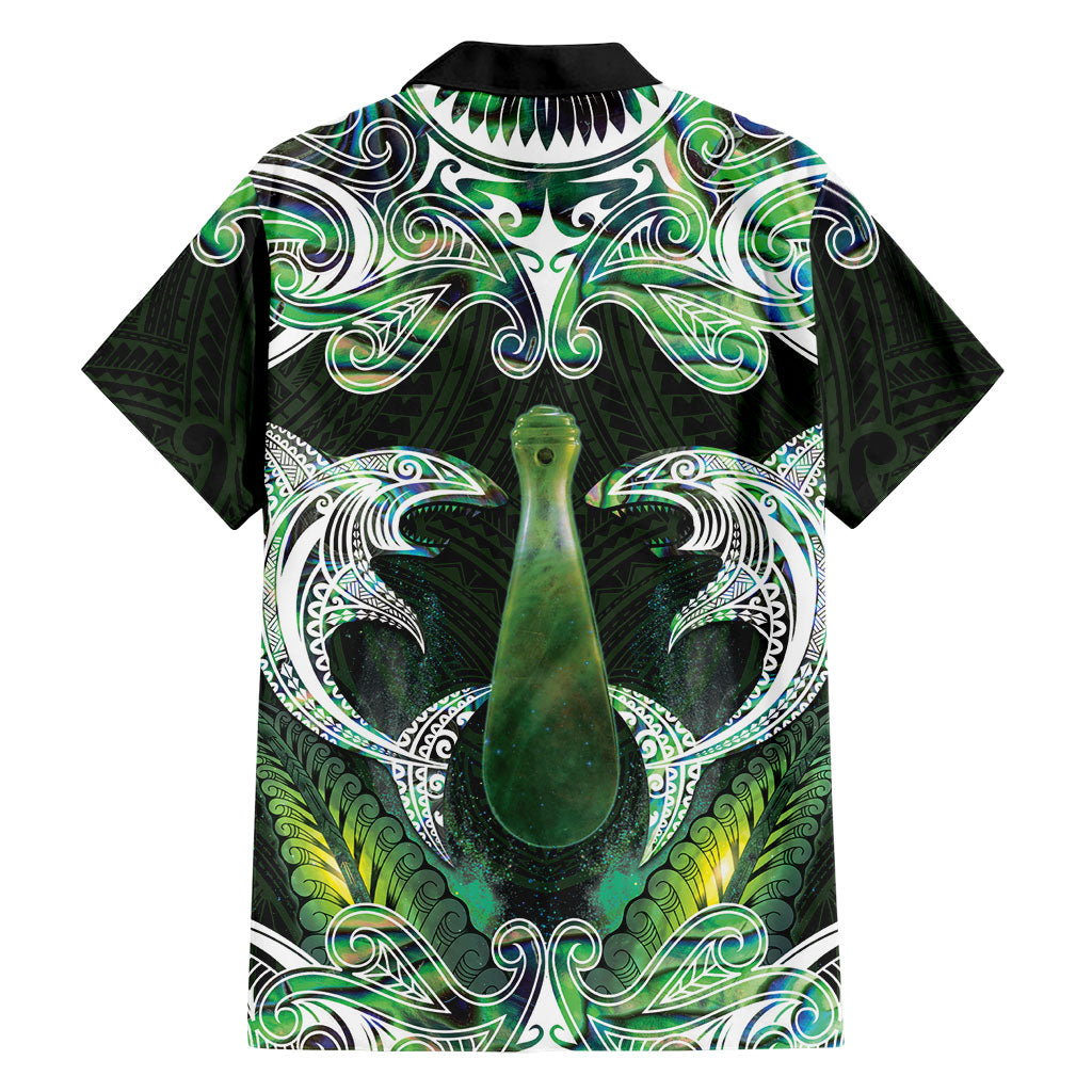 New Zealand Mere Pounamu Weapon Family Matching Summer Maxi Dress and Hawaiian Shirt Aotearoa Mango Paua Shell Maori Pattern