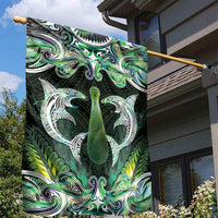 New Zealand Mere Pounamu Weapon Garden Flag Aotearoa Mango Paua Shell Maori Pattern