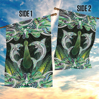 New Zealand Mere Pounamu Weapon Garden Flag Aotearoa Mango Paua Shell Maori Pattern