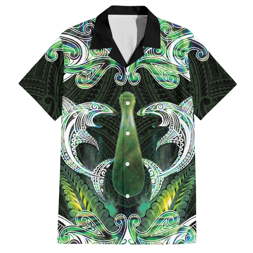 New Zealand Mere Pounamu Weapon Hawaiian Shirt Aotearoa Mango Paua Shell Maori Pattern