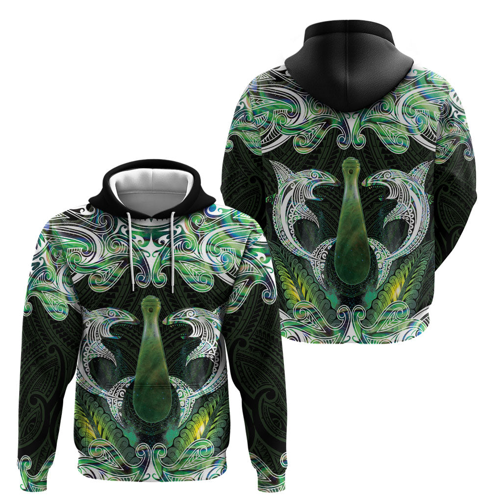 New Zealand Mere Pounamu Weapon Hoodie Aotearoa Mango Paua Shell Maori Pattern