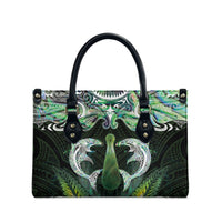 New Zealand Mere Pounamu Weapon Leather Bag Aotearoa Mango Paua Shell Maori Pattern