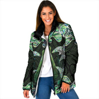 New Zealand Mere Pounamu Weapon Padded Jacket Aotearoa Mango Paua Shell Maori Pattern