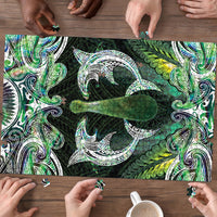 New Zealand Mere Pounamu Weapon Puzzle Aotearoa Mango Paua Shell Maori Pattern
