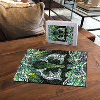 New Zealand Mere Pounamu Weapon Puzzle Aotearoa Mango Paua Shell Maori Pattern