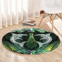 New Zealand Mere Pounamu Weapon Round Carpet Aotearoa Mango Paua Shell Maori Pattern