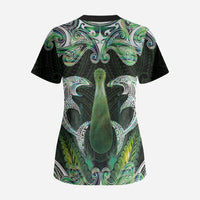 New Zealand Mere Pounamu Weapon Scrub Top Aotearoa Mango Paua Shell Maori Pattern