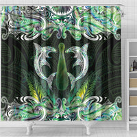 New Zealand Mere Pounamu Weapon Shower Curtain Aotearoa Mango Paua Shell Maori Pattern