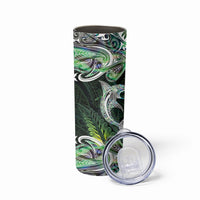 New Zealand Mere Pounamu Weapon Skinny Tumbler Aotearoa Mango Paua Shell Maori Pattern