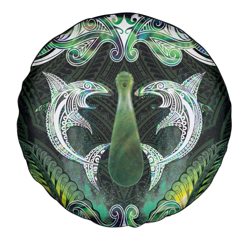 New Zealand Mere Pounamu Weapon Spare Tire Cover Aotearoa Mango Paua Shell Maori Pattern