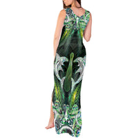 New Zealand Mere Pounamu Weapon Tank Maxi Dress Aotearoa Mango Paua Shell Maori Pattern