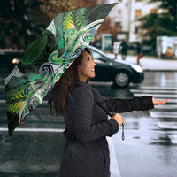 New Zealand Mere Pounamu Weapon Umbrella Aotearoa Mango Paua Shell Maori Pattern