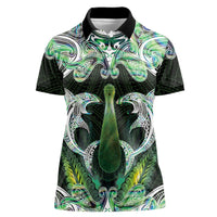 New Zealand Mere Pounamu Weapon Women Polo Shirt Aotearoa Mango Paua Shell Maori Pattern