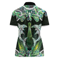 New Zealand Mere Pounamu Weapon Women Polo Shirt Aotearoa Mango Paua Shell Maori Pattern