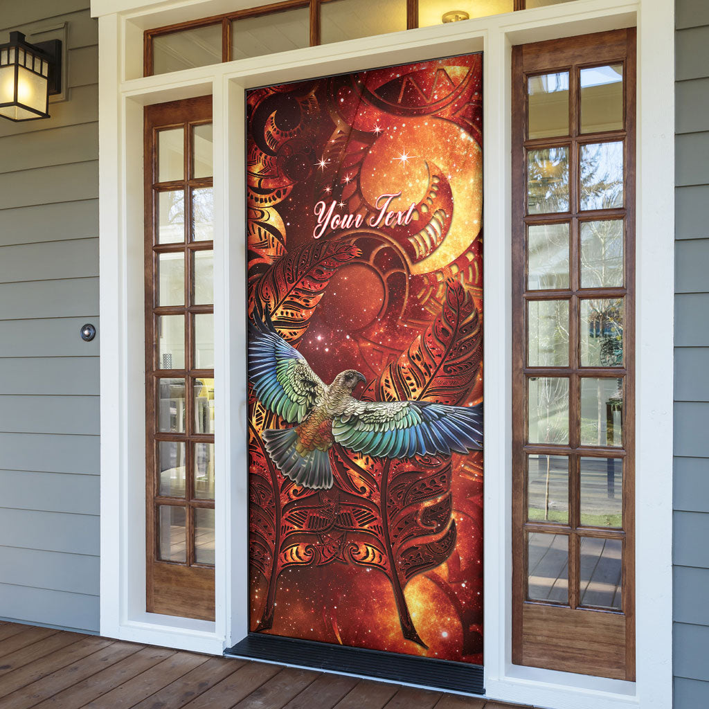 New Zealand Kea Bird Matariki Personalised Door Cover Silver Fern Maori Pattern