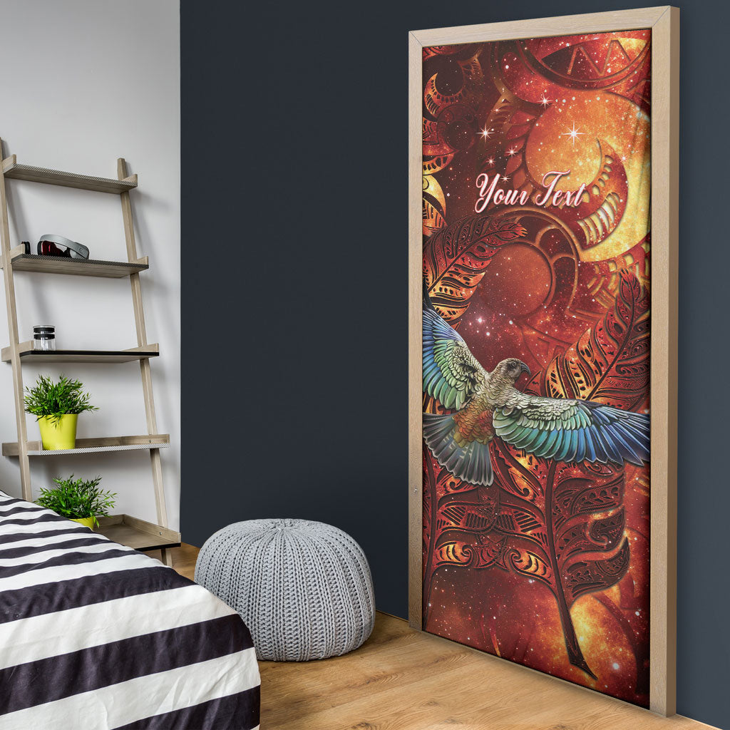 New Zealand Kea Bird Matariki Personalised Door Cover Silver Fern Maori Pattern