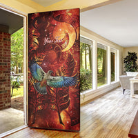New Zealand Kea Bird Matariki Personalised Door Cover Silver Fern Maori Pattern