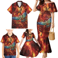 New Zealand Kea Bird Matariki Personalised Family Matching Mermaid Dress and Hawaiian Shirt Silver Fern Maori Pattern LT22 - Polynesian Pride