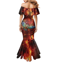 New Zealand Kea Bird Matariki Personalised Family Matching Mermaid Dress and Hawaiian Shirt Silver Fern Maori Pattern LT22 - Polynesian Pride