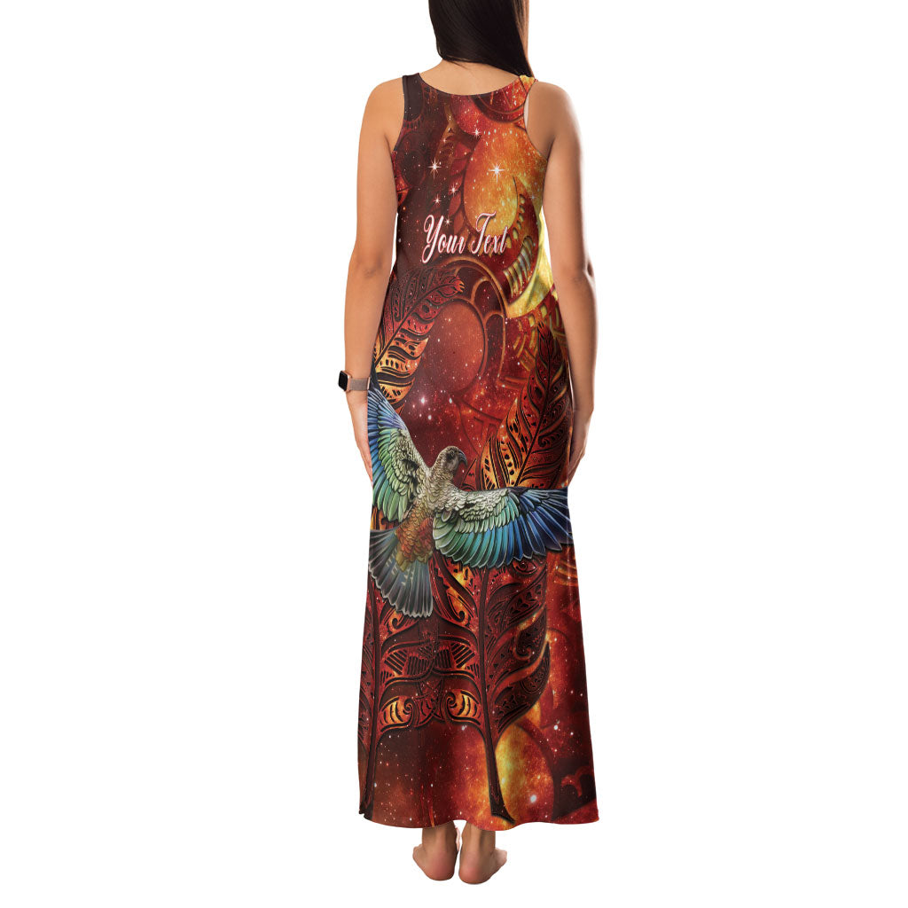 New Zealand Kea Bird Matariki Personalised Family Matching Tank Maxi Dress and Hawaiian Shirt Silver Fern Maori Pattern