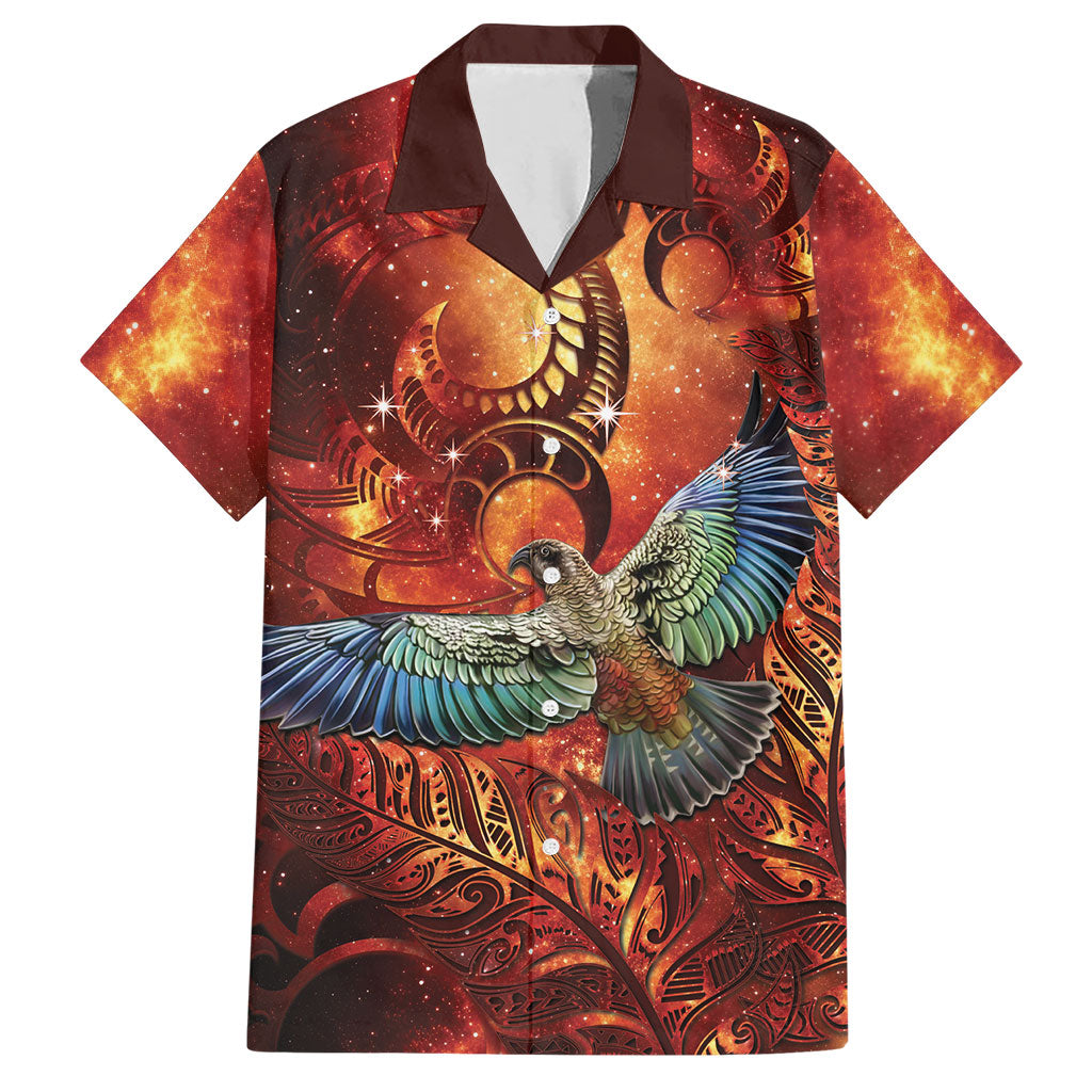 New Zealand Kea Bird Matariki Personalised Hawaiian Shirt Silver Fern Maori Pattern
