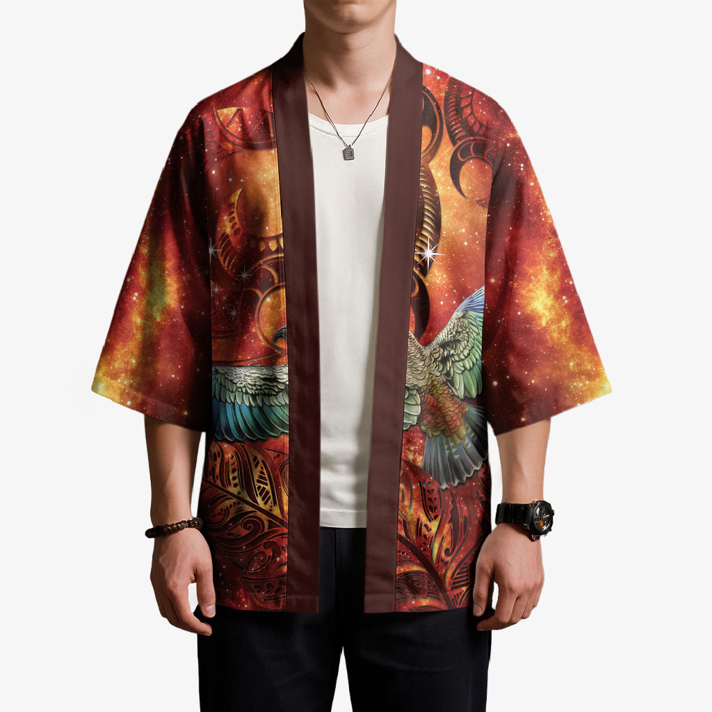 New Zealand Kea Bird Matariki Personalised Kimono Silver Fern Maori Pattern