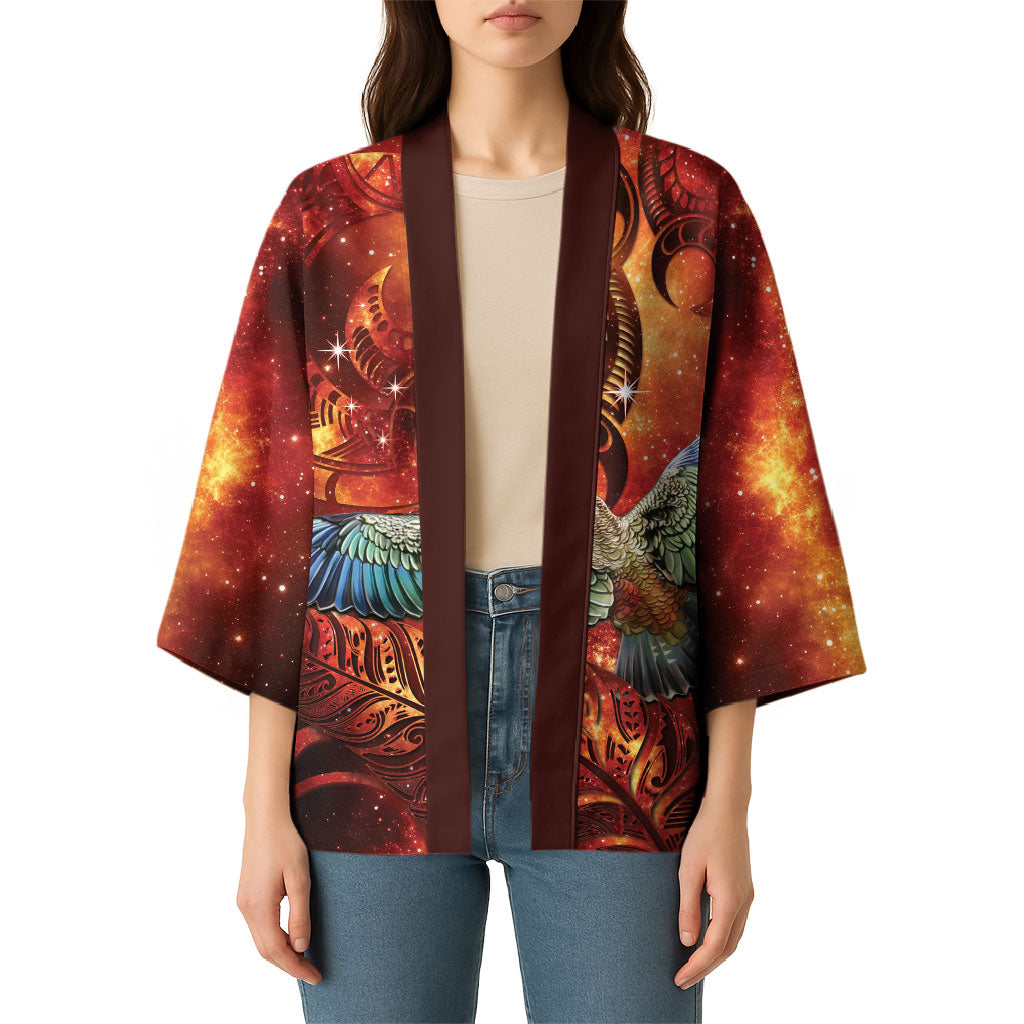 New Zealand Kea Bird Matariki Personalised Kimono Silver Fern Maori Pattern