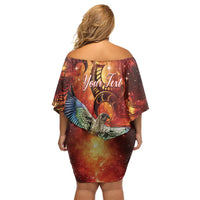 New Zealand Kea Bird Matariki Personalised Off Shoulder Short Dress Silver Fern Maori Pattern LT22 - Polynesian Pride