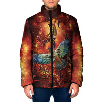 New Zealand Kea Bird Matariki Personalised Padded Jacket Silver Fern Maori Pattern LT22 Men Orange - Polynesian Pride